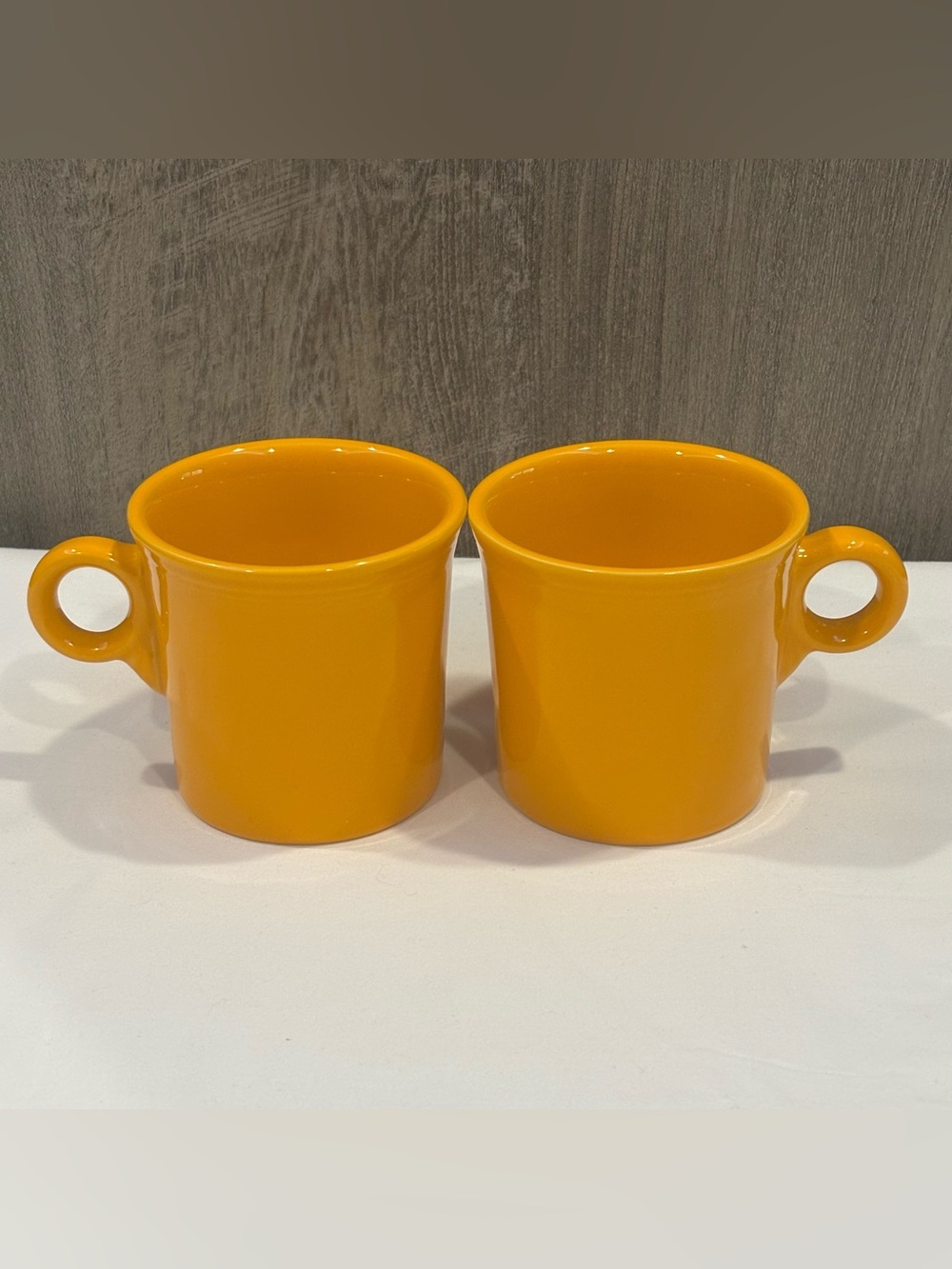 Vintage Fiesta Ware Fiestaware Homer Laughlin Yellow Gold O Ring Coffee Mug Set